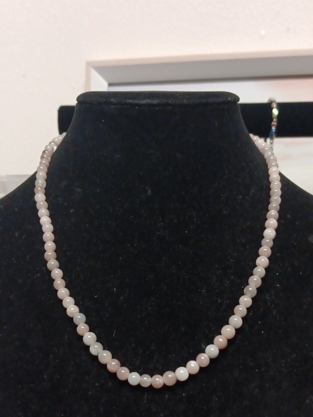 Peach Moonstone 110.00 ctw Beaded Necklace in Rhodium Over Sterling Silver 18"
